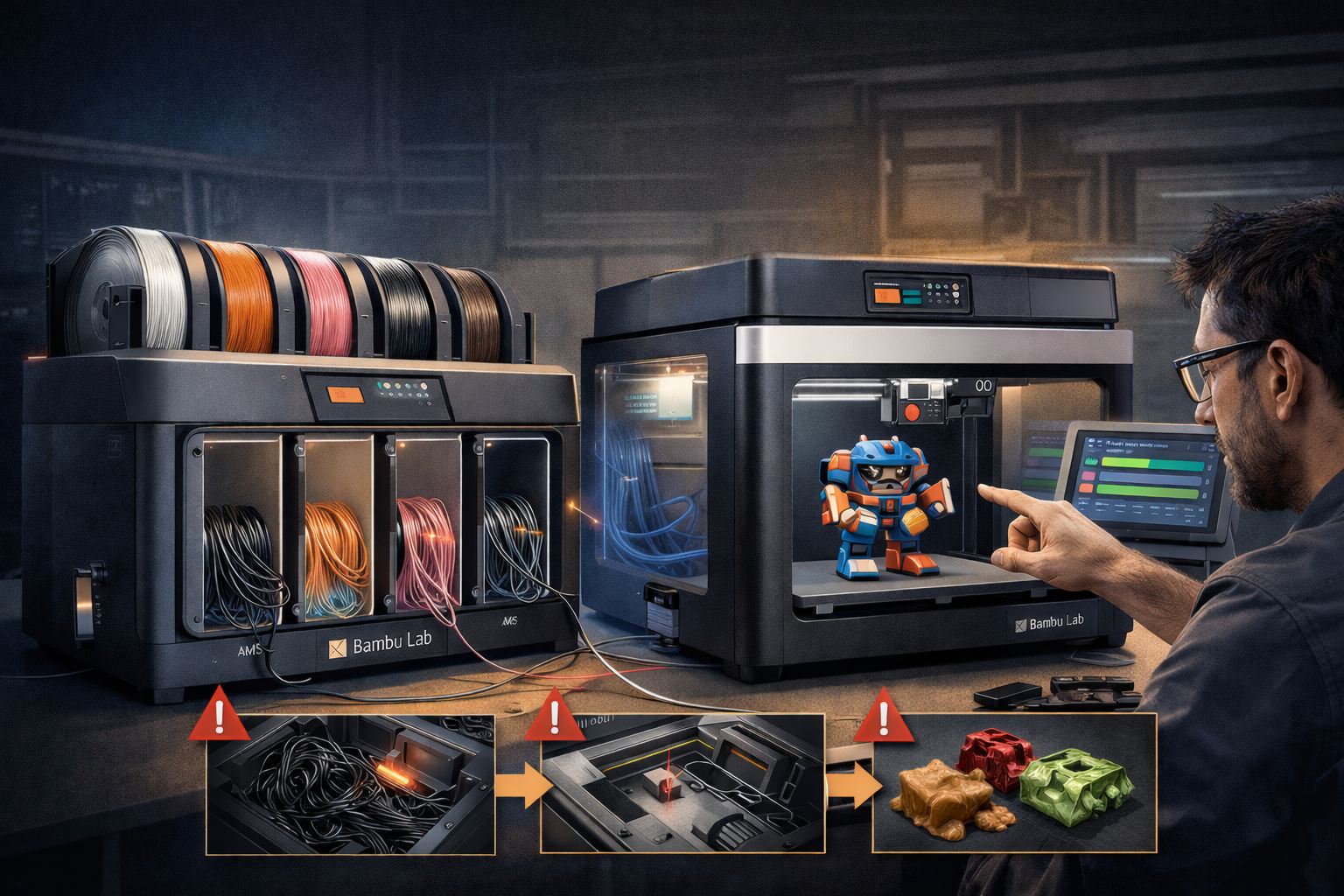 Multi-Material Printing with the Bambu Lab AMS Setup, Filament Management, and Troubleshooting