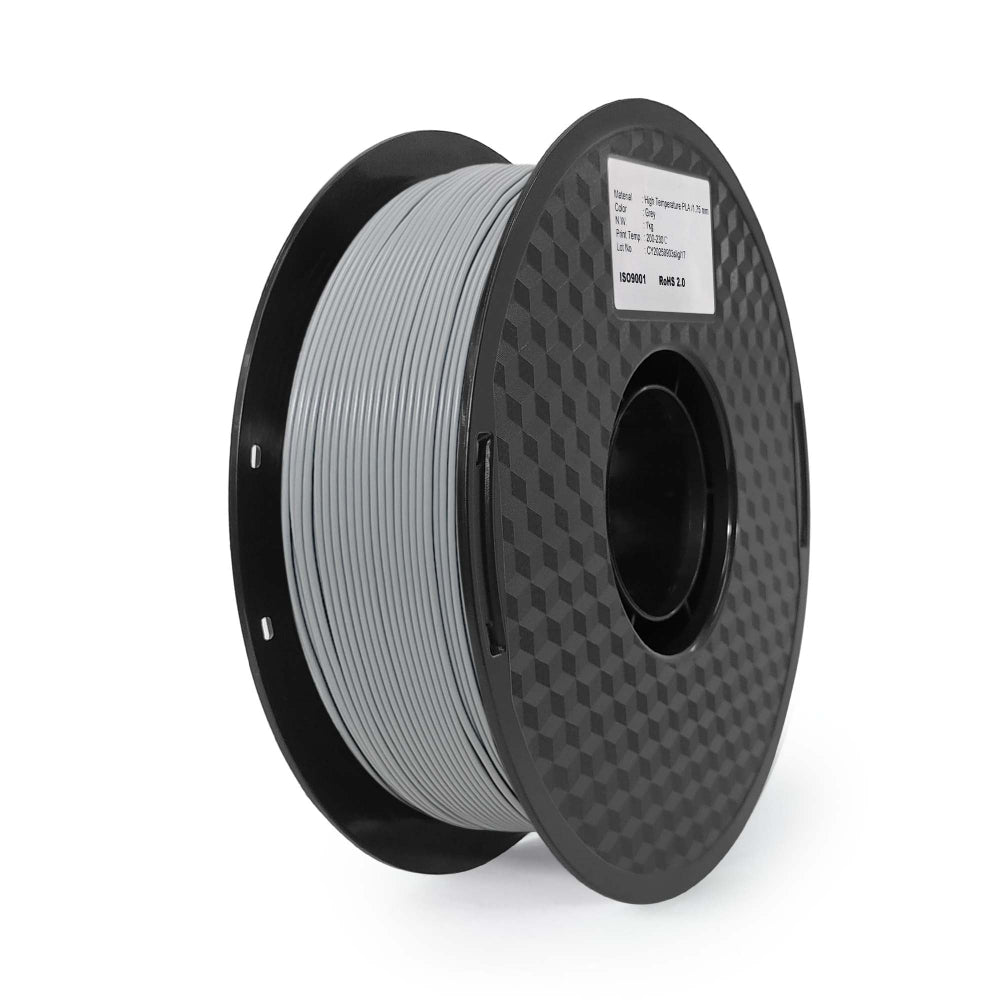 Spool of gray filament on a white background