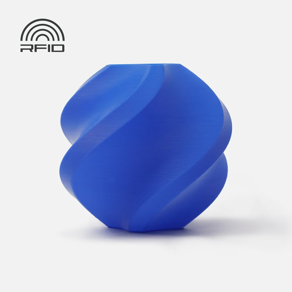 Blue twisted object on a white background with 'RFID' logo.