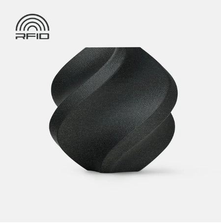 Black, futuristic-looking device with 'RFID' branding on a light gray background