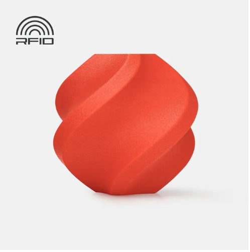 Red textured object on a white background with RFID logo.