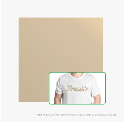 Person wearing a white t-shirt with 'Ammodio' logo on a beige background