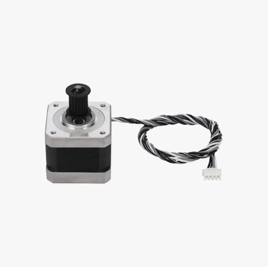Stepper motor with wiring on a white background