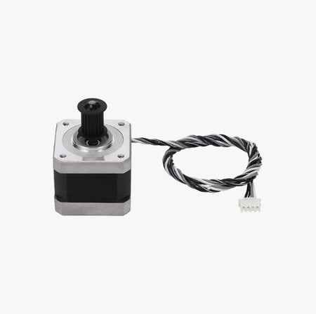 Stepper motor with wiring on a white background