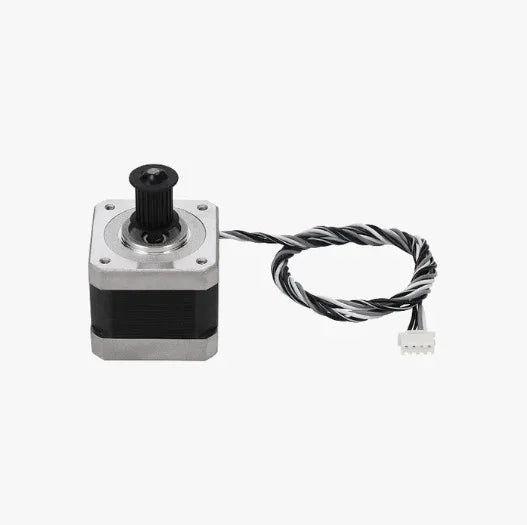 Stepper motor with wiring on a white background