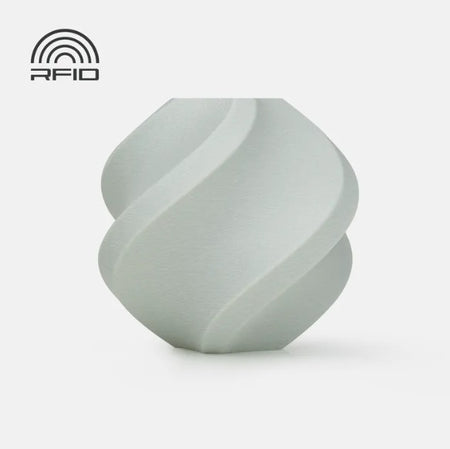 Gray geometric object with 'RFID' branding on a white background