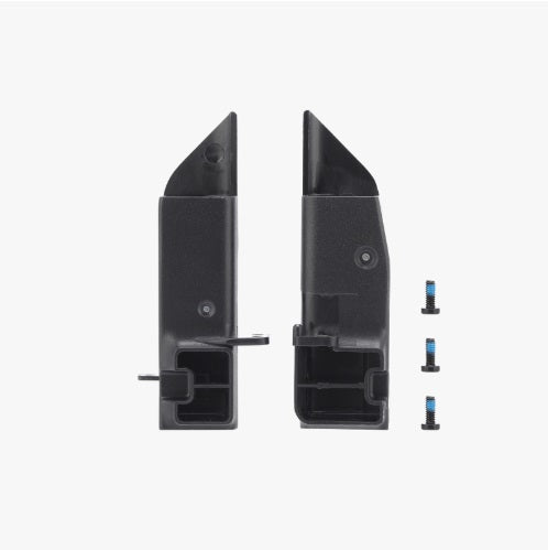 Black plastic components on a white background