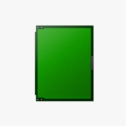 Green screen with black border on a white background
