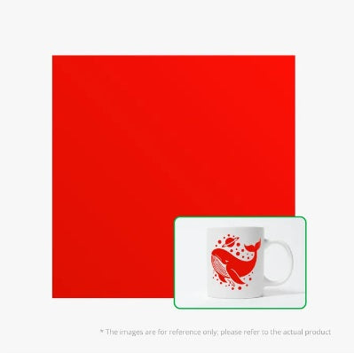 White mug with red design on a white background