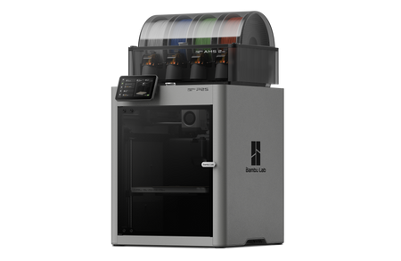 P2S Combo 3D printer with a color cartridge holder on a white background