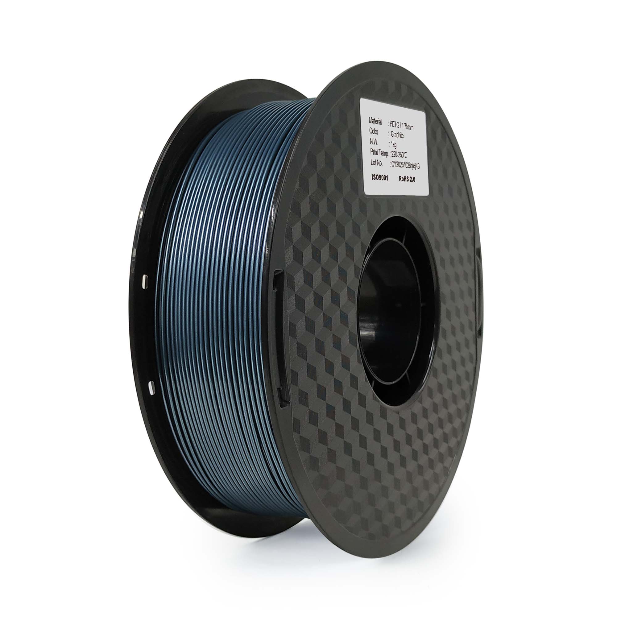 Spool of blue filament on a white background