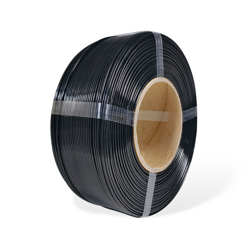 Roll of black  filament  on a white background