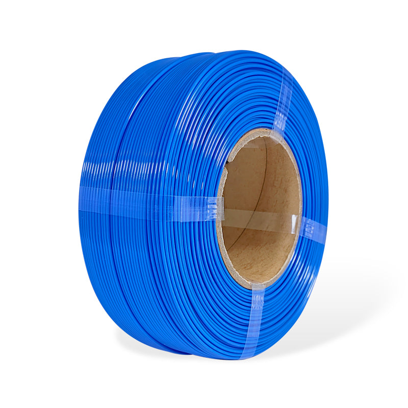 Roll of blue  filament on a white background