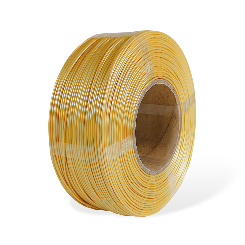 Roll of gold  filament on a white background
