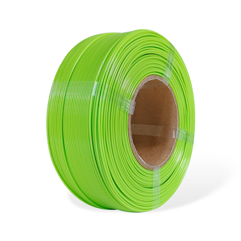 Green roll of material on a white background