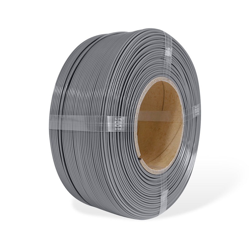Roll of gray  filament on a white background
