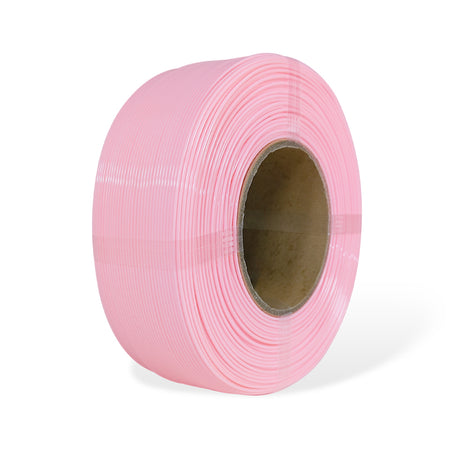 Roll of pink filament on a white background