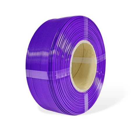 Roll of purple filament on a white background