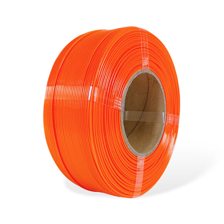 Orange spool of filament on a white background