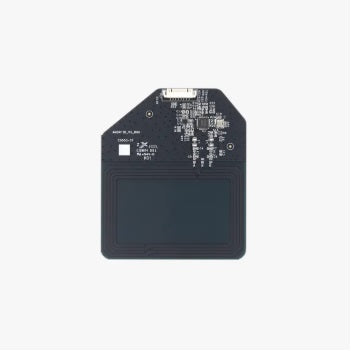 Black electronic component on a white background