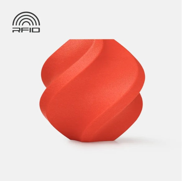 Red, textured object on a white background with 'RFID' branding.