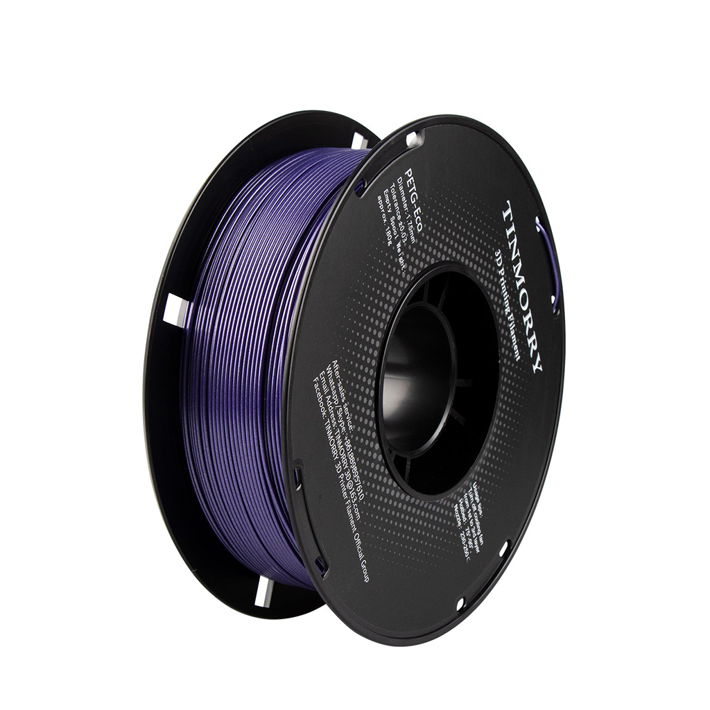 Spool of purple filament on a black spool with 'TINMORRY' branding.