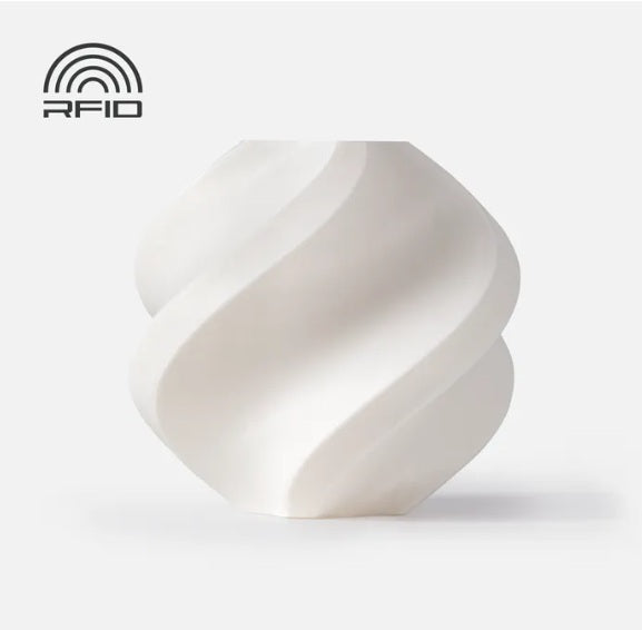 White spiral object on a light gray background with 'RFID' logo.
