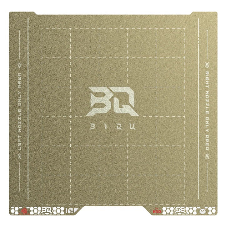 Grid-patterned mat with B1QU logo on a beige background