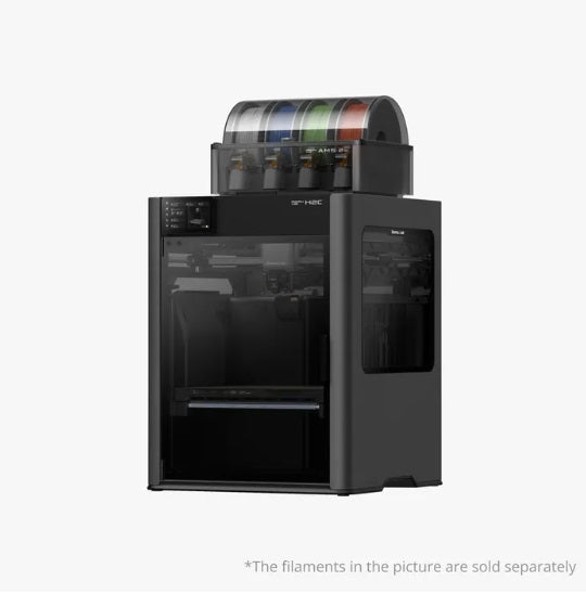 3D printer with filament holder on a white background