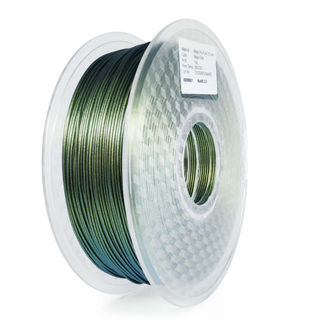 Spool of green thread on a white background