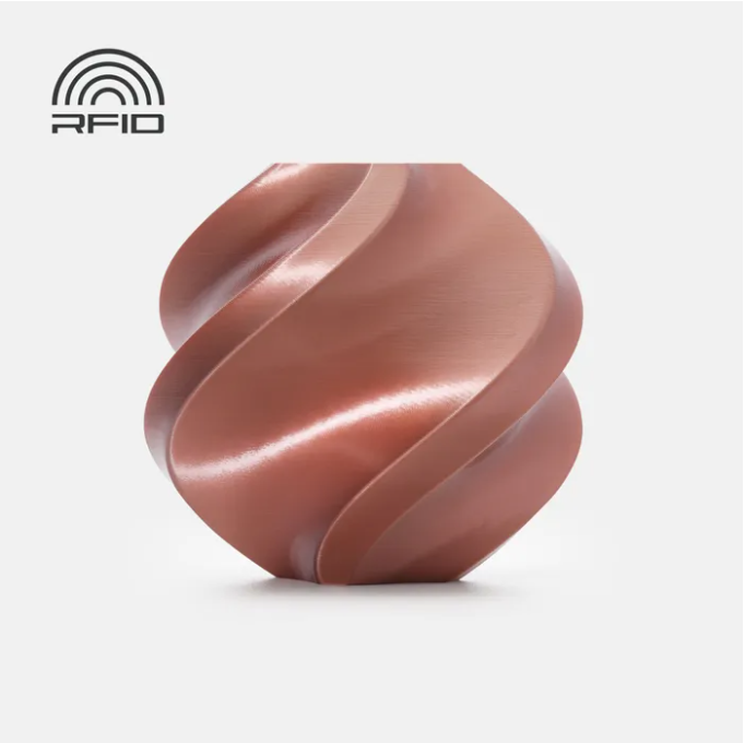 Copper-colored spiral object on a white background with 'RFID' logo.