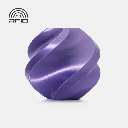 Purple swirled object with RFID logo on a white background