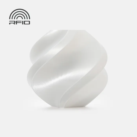 White twisted object on a white background with 'RFID' branding.