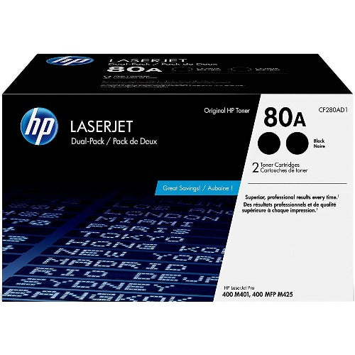 HP CF280AD #80A Twin Pack Black Toner for Pro M401/m425