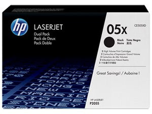 HP CE505XD #05X Dual Pack Black High Yield Toner For Laserjet P2055