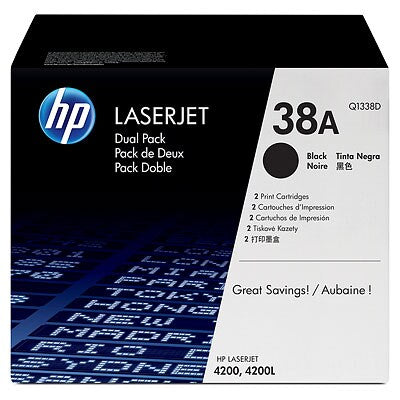 HP Q1338D #38A Black Toner Twin Pack For Laserjet 4200